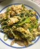 豆苗ときのこと玉子の　中華炒め