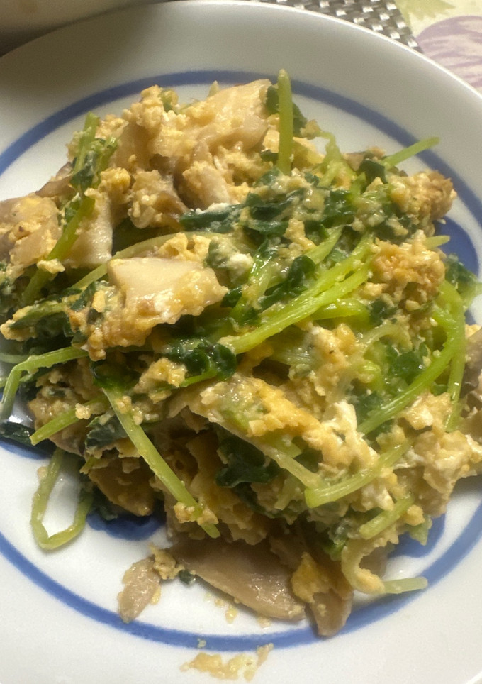 豆苗ときのこと玉子の　中華炒め-レシピのメイン写真