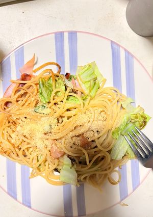 ハムとキャベツの和風パスタ-レシピのメイン写真