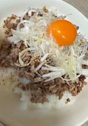 【簡単】豚ひき肉ねぎ塩丼-レシピのメイン写真