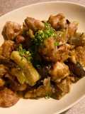 鶏もも肉となすのオニオンソースがけ