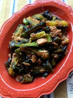 なすとツナのごま油&焼肉のたれ炒め-レシピのメイン写真
