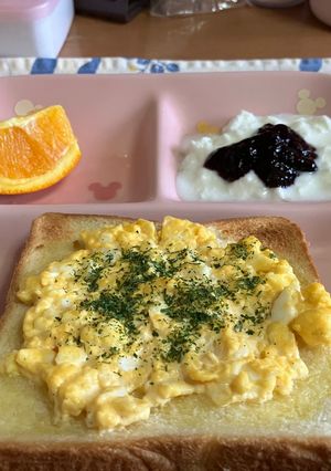 朝食余った卵マヨネーズトースト😊-レシピのメイン写真
