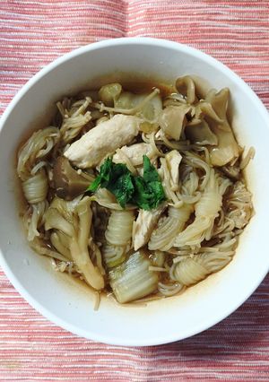 白滝と 白菜 鶏ささみ きのこの 和風煮-レシピのメイン写真