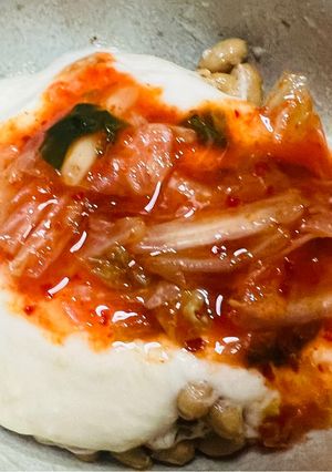 自家製味噌ヨーグルトと納豆キムチの和物-レシピのメイン写真