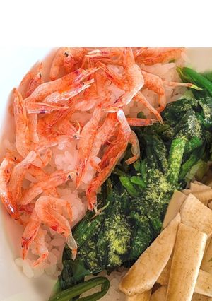 時短!山芋、桜エビ、ほうれん草の3色丼♡-レシピのメイン写真