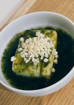 揚げ出し豆腐のあおさ餡 ～天かす添え～-レシピのメイン写真