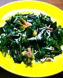 簡単　新若芽、ほうれん草、しらすの炒め物