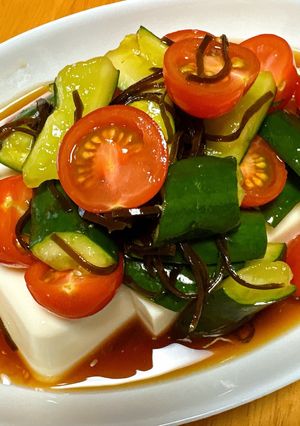 きゅうりとトマトの特製ポン酢かけ豆腐-レシピのメイン写真