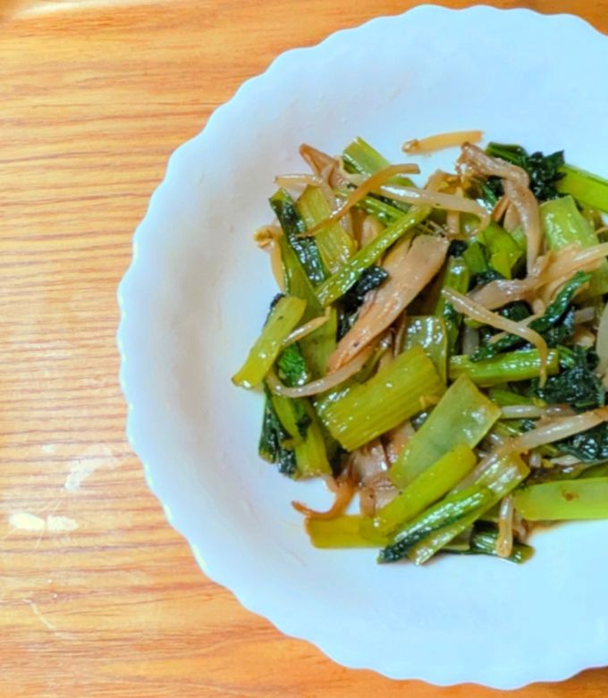 小松菜と舞茸の白だし炒め-レシピのメイン写真
