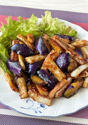 ご飯ガッツリ!ナスとちくわのしょうが焼き-レシピのメイン写真