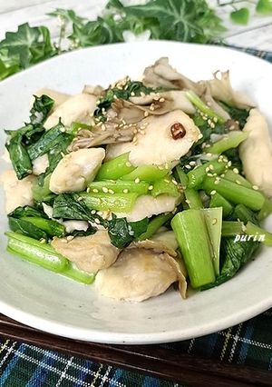 鶏むね肉と小松菜と舞茸のピリ辛炒め-レシピのメイン写真