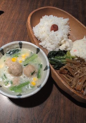 鶏肉団子&コーン青梗菜のシチュー-レシピのメイン写真
