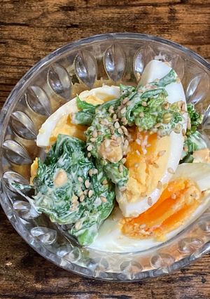 菜の花とゆで卵の味噌マヨ和え-レシピのメイン写真