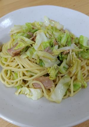 ツナとキャベツのアーリオオーリオパスタ-レシピのメイン写真
