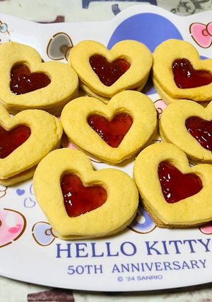 ハートのイチゴジャムしっとりクッキー-レシピのメイン写真