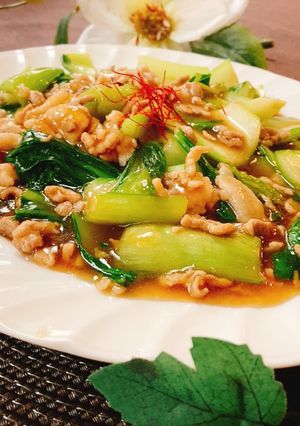 青梗菜のひき肉あんかけ-レシピのメイン写真