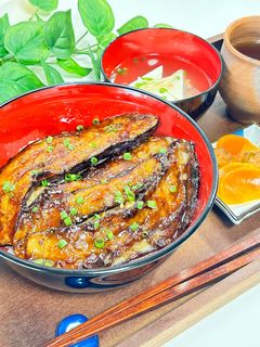 とろける旨さ🍆茄子のうなぎ蒲焼き風なす丼-レシピのメイン写真