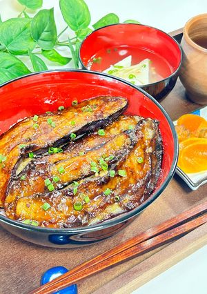 とろける旨さ🍆茄子のうなぎ蒲焼き風なす丼-レシピのメイン写真