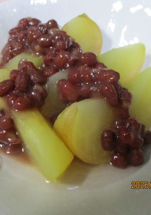 ほろ酔い りんご煮とやわらか小豆和え😋♪-レシピのメイン写真