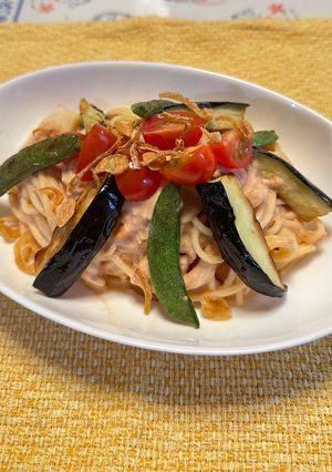 トマトとココナッツミルクの冷製パスタ-レシピのメイン写真