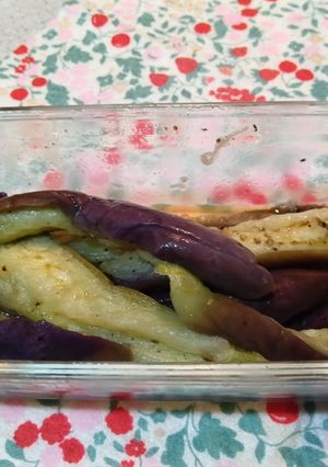 レンジで簡単　蒸しなすごま油しみしみ-レシピのメイン写真