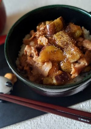 トロッ旨♪秋ナスと豚肉の甘辛丼-レシピのメイン写真