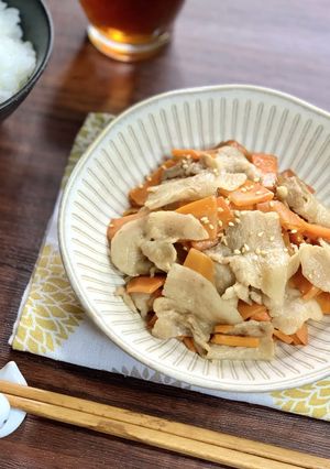 ＊材料４つ＊豚バラとにんじんの麺つゆ炒め-レシピのメイン写真