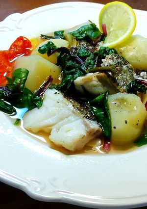 たらとじゃがいもの煮物　魚のバーナー処理-レシピのメイン写真