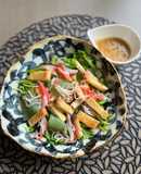 刺身蒟蒻と水菜のヘルシーサラダ