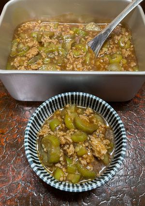 美活⭐︎簡単⭐︎トロ旨⭐︎ヘチマと豚ひき肉の味噌煮-レシピのメイン写真