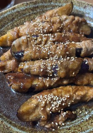 なすの豚バラ巻き　黒酢生姜だれ-レシピのメイン写真