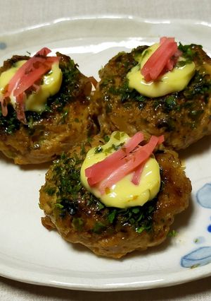 紅しょうがが決め手♪たこ焼き風鶏つくね-レシピのメイン写真