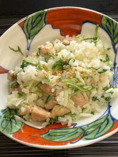 【野菜ソムリエ】京みず菜と鶏の混ぜご飯-レシピのメイン写真