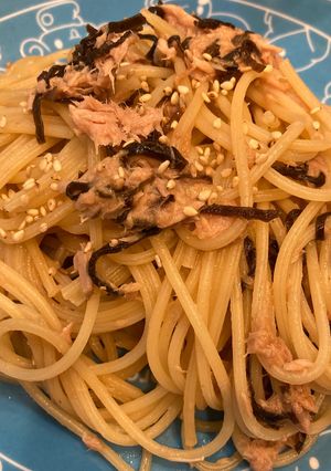 ツナと塩昆布のスパゲッティ-レシピのメイン写真