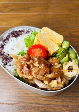 お弁当おかず☆豚こまのハニーマスタード炒め-レシピのメイン写真