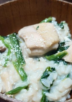 鶏肉とほうれん草の濃厚ナッツリゾット-レシピのメイン写真