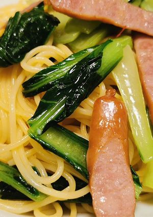 小松菜たっぷり！ウインナーペペロンチーノ-レシピのメイン写真