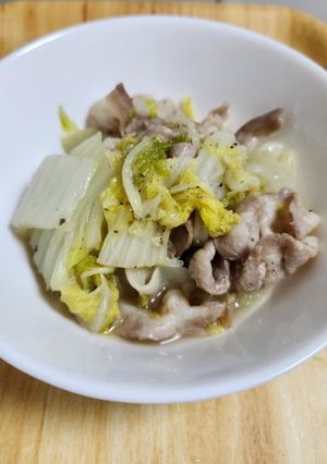 簡単白菜と豚バラの蒸し鍋-レシピのメイン写真