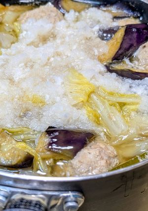 今日の鍋🍲大豆と豚ひき肉団子のみぞれ鍋-レシピのメイン写真