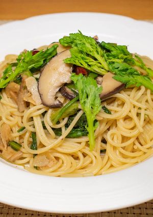 春菊と椎茸のパスタ-レシピのメイン写真