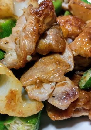 鶏ももとオクラとレンコンのサッパリ炒め-レシピのメイン写真