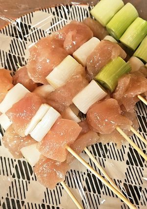 ササミと長ネギの焼き鳥(焼く前)-レシピのメイン写真