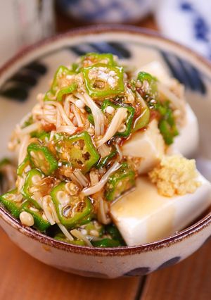 冷奴😋🍺オクラとえのきの生姜おかか和え♪-レシピのメイン写真