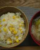 白だしで作るとうもろこしの炊き込みごはん
