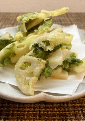 蓮根とアオサ海苔の小さいかき揚げ-レシピのメイン写真