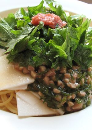 【 梅めかぶ納豆冷製パスタ 〗-レシピのメイン写真