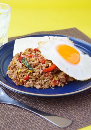 豆腐と食べる!もやし入りガパオ炒め-レシピのメイン写真