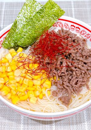 肉ラーメン風♪牛ひき肉たっぷりそうめん♪-レシピのメイン写真