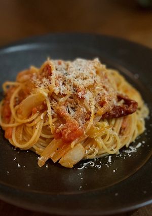 ￼簡単激うま！トマトとツナのパスタ-レシピのメイン写真